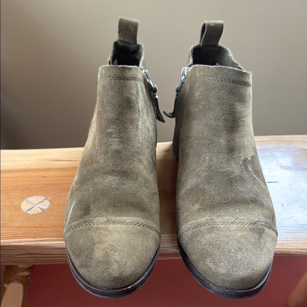 Olive Suede Ankle Boots